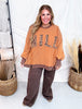 Orange And Leopard Print "Wild" Washed Terry Pullover