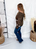 Olive Green Off The Shoulder Argyle Pattern Sweater