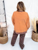 Orange And Leopard Print "Wild" Washed Terry Pullover