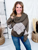 Olive Green Off The Shoulder Argyle Pattern Sweater
