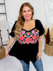 Floral Embroidered Puff Sleeve Babydoll Top