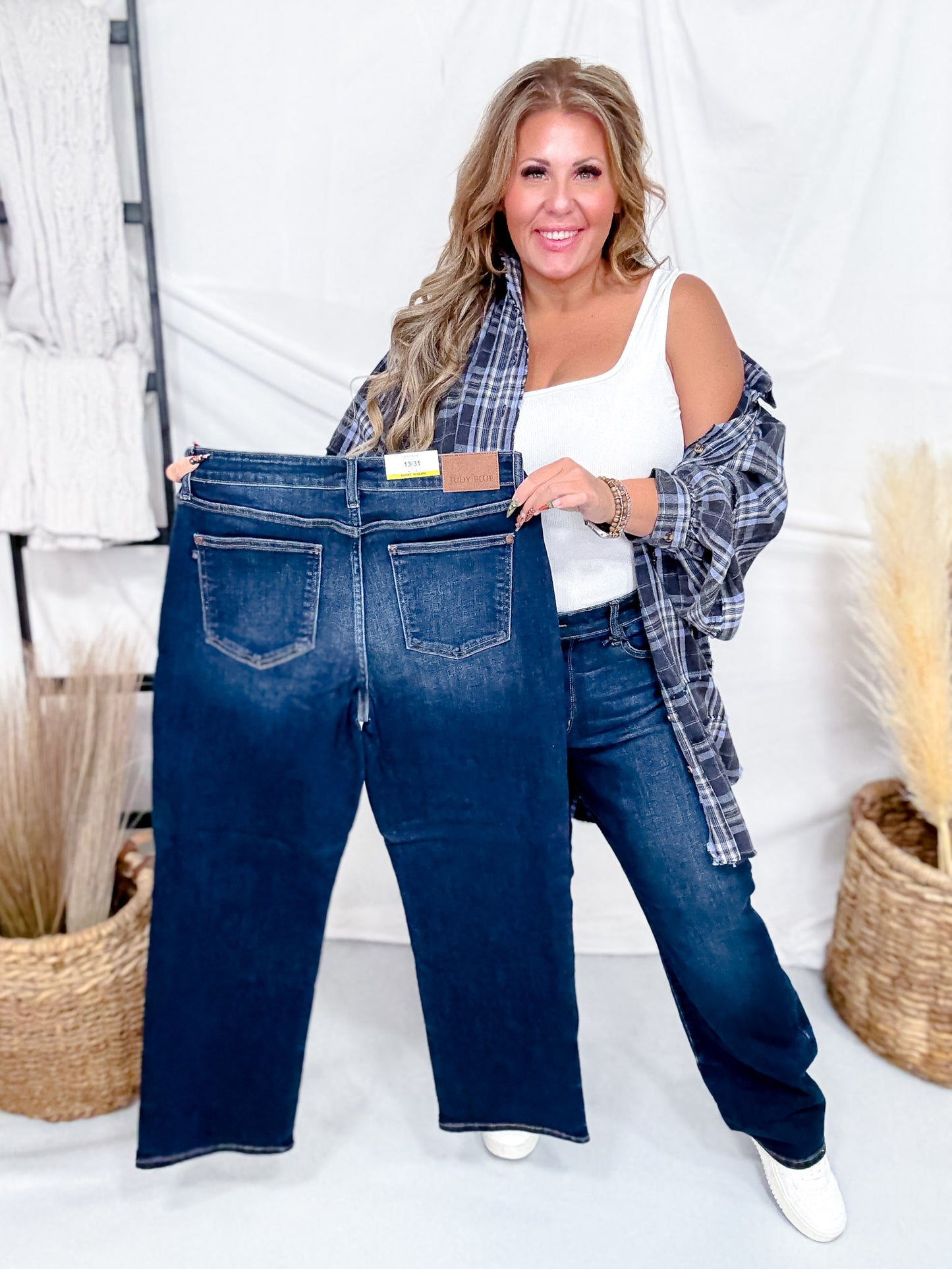 Judy Blue Mid Rise Classic Straight Leg Dark Wash Jeans (Short/Regular/Long)