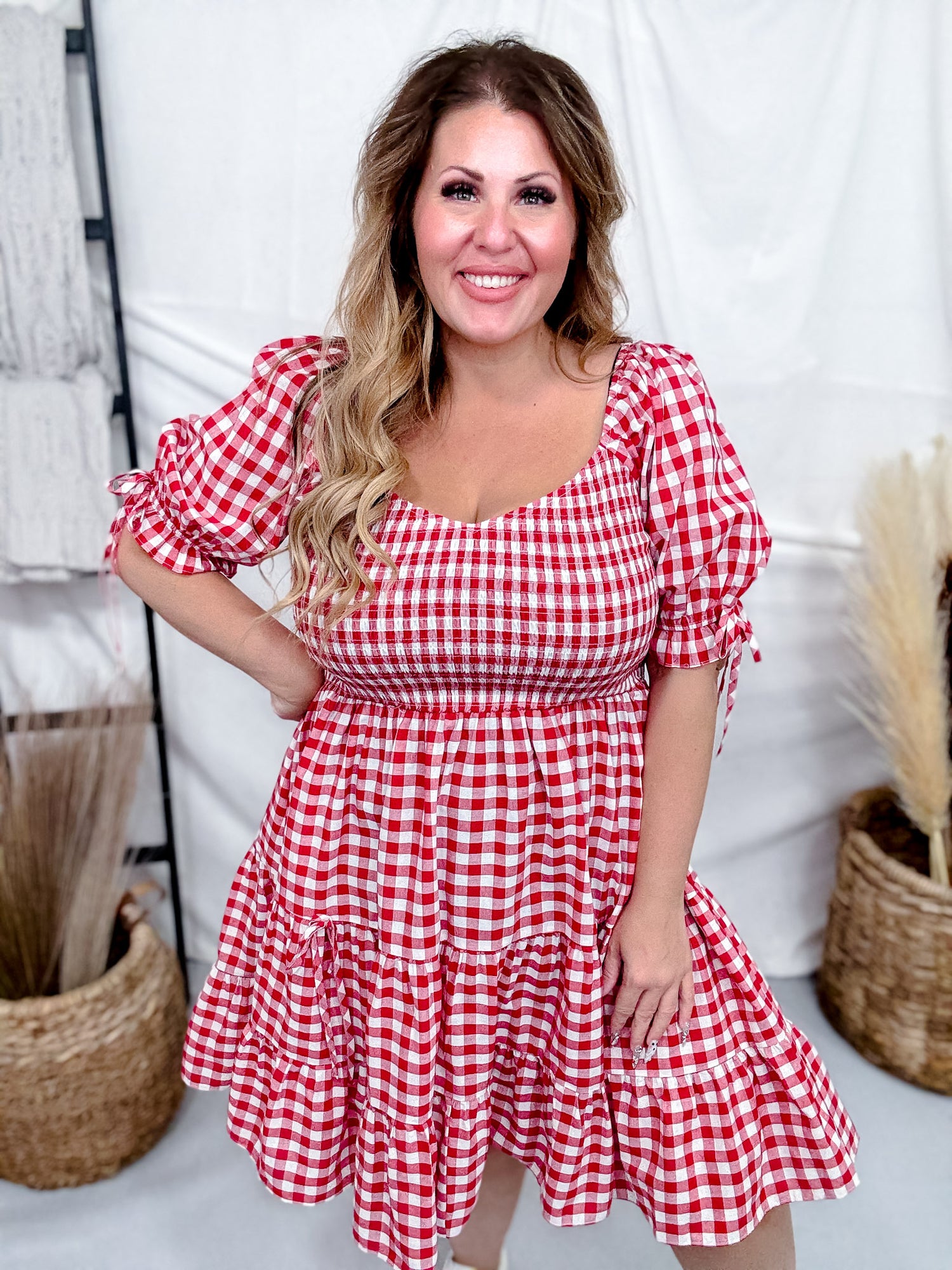 midi red gingham dress Hazel Red Gingham Midi Dress | Women's Clothing