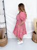 Red & White Gingham Puff Sleeve Midi Dress