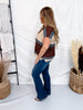 Mocha & Slate Blue Color Block Crochet Striped Top