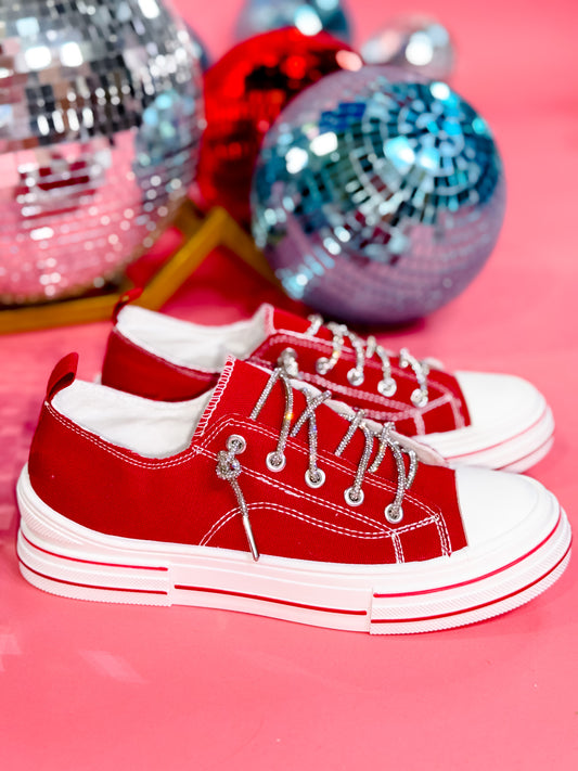 Red Lace Up Sneakers