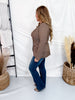 Brown Plaid Blazer With Contrasting Collar and Horse Bits