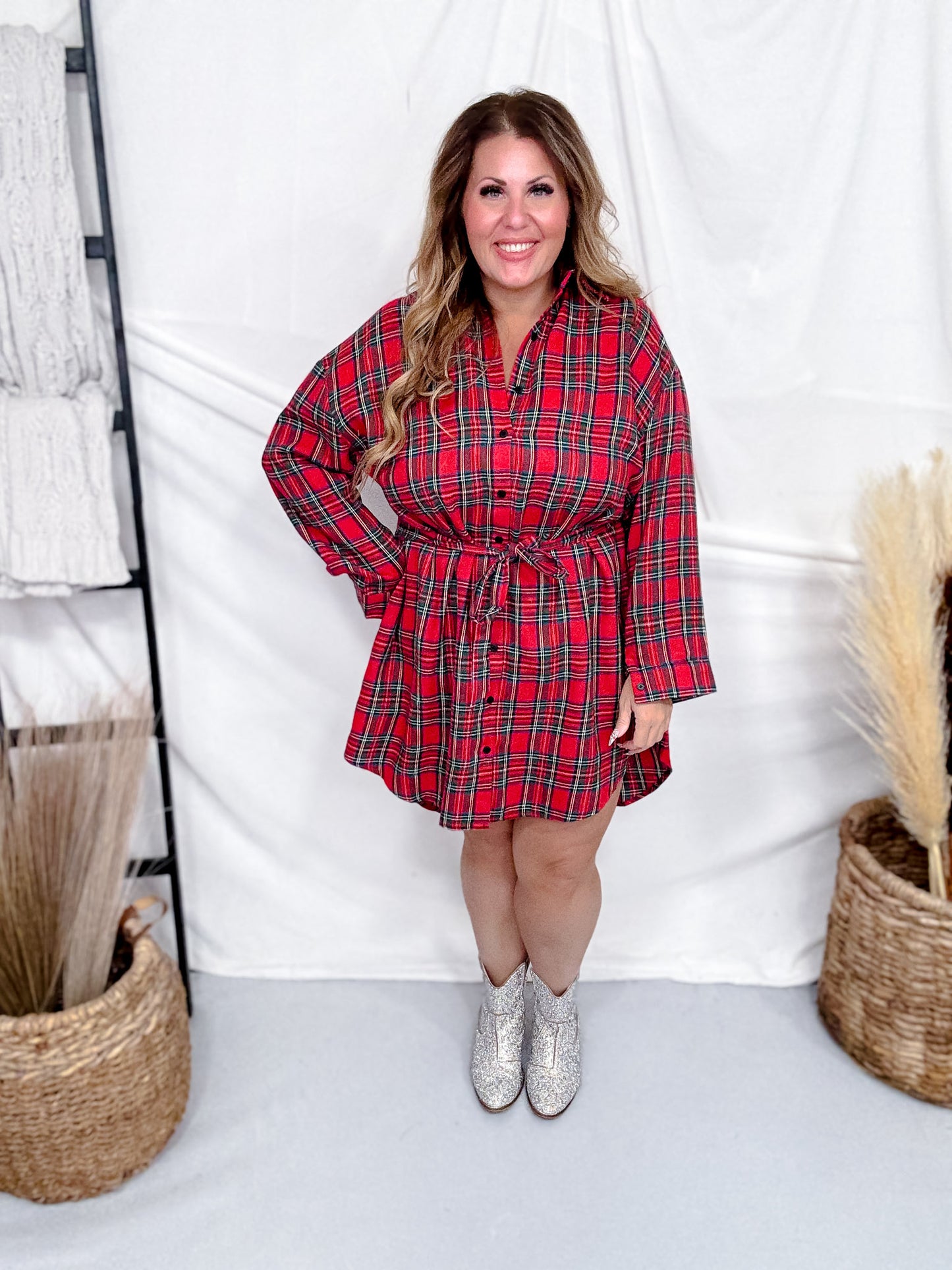 Red Flannel Shirt Dress