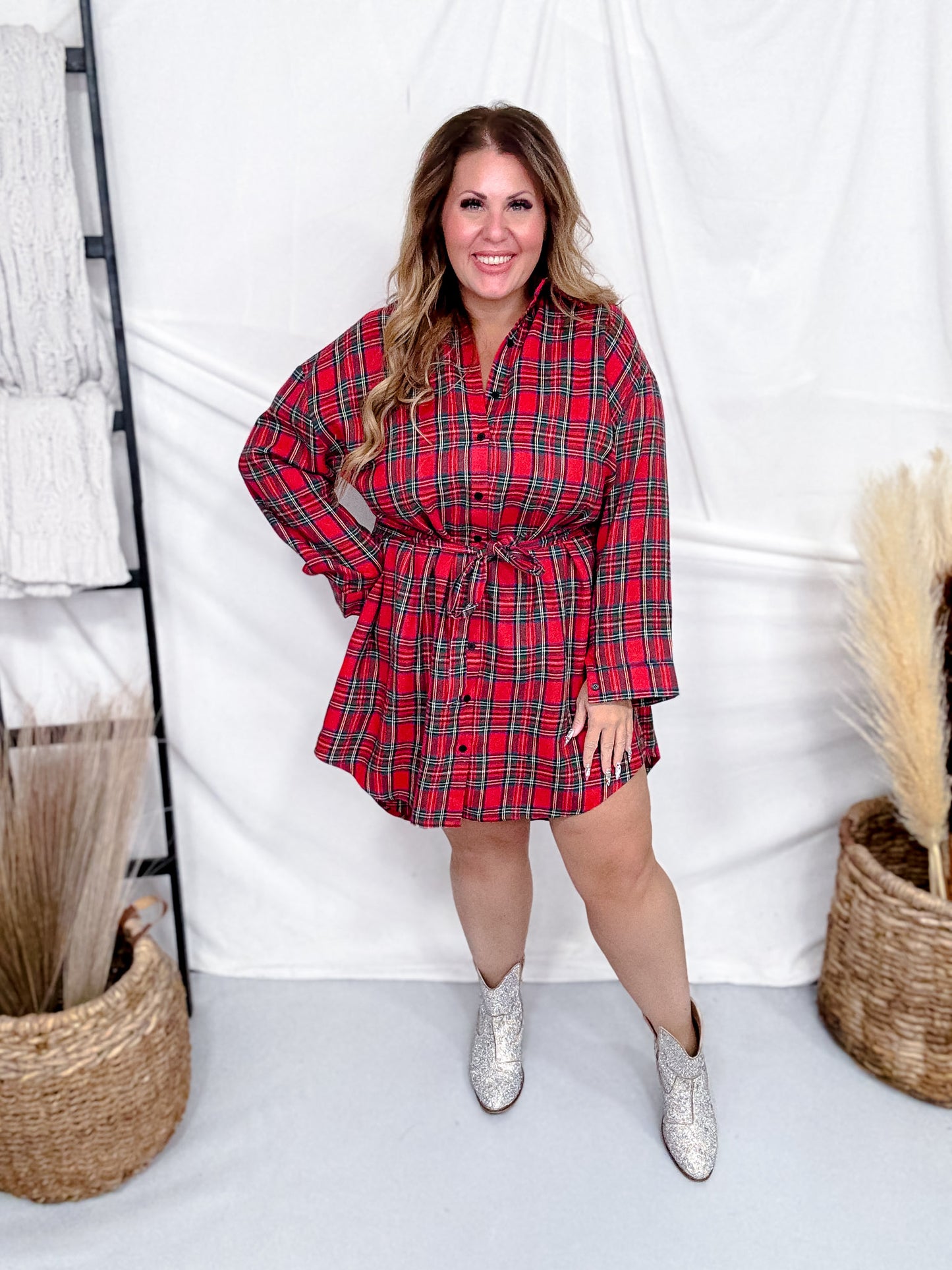 Red Flannel Shirt Dress