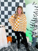 Orange Stripes & Checkered Crocheted Long Sleeve Top