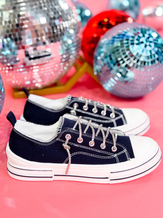 Navy Lace Up Sneakers