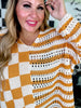 Orange Stripes & Checkered Crocheted Long Sleeve Top