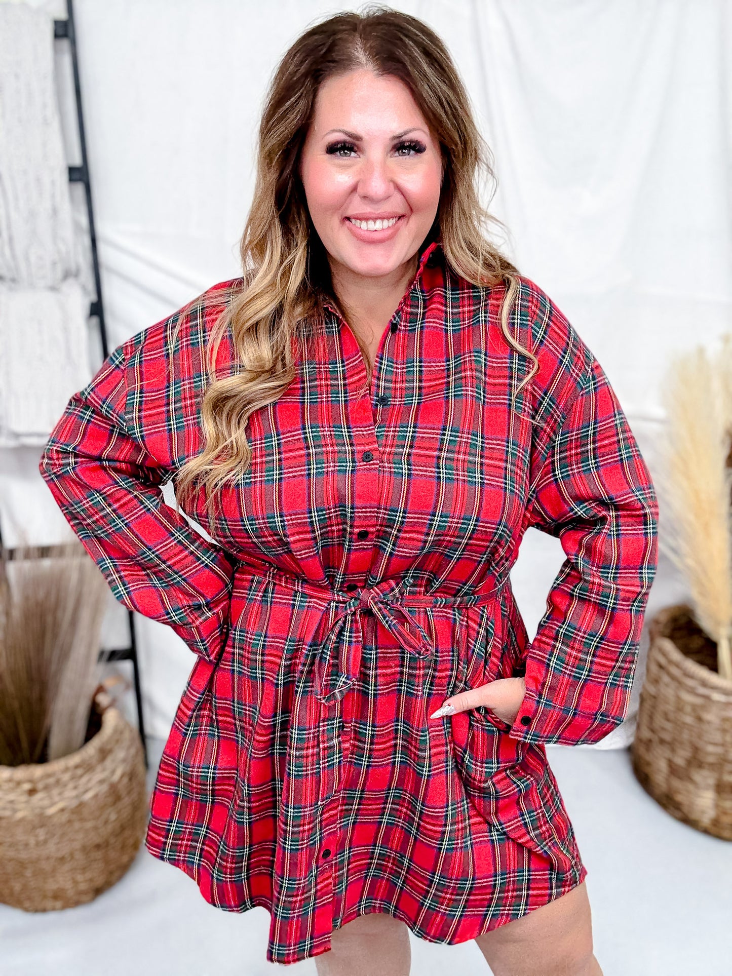 Red Flannel Shirt Dress
