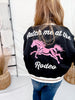 Black Retro Rodeo Embroidered Bomber Jacket