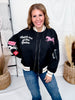 Black Retro Rodeo Embroidered Bomber Jacket