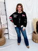Black Retro Rodeo Embroidered Bomber Jacket
