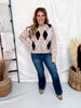 Khaki Argyle Knit Midi Cardigan With Bow Closures