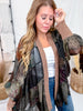 Open Front Patchwork Kimono With Bishop Sleeves