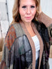 Open Front Patchwork Kimono With Bishop Sleeves