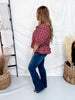 Burgundy Plaid Button Front Peplum Top