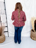 Burgundy Plaid Button Front Peplum Top