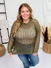 Olive Hollow Knit Long Sleeve Top