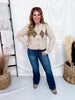 Taupe Argyle Print Button Front Cardigan