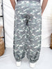 Acid Washed Camouflage Print Cropped Joggers With Drawstring Waist