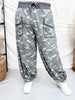 Acid Washed Camouflage Print Cropped Joggers With Drawstring Waist