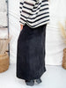 Black Front Slit Stretch Fabric Skirt