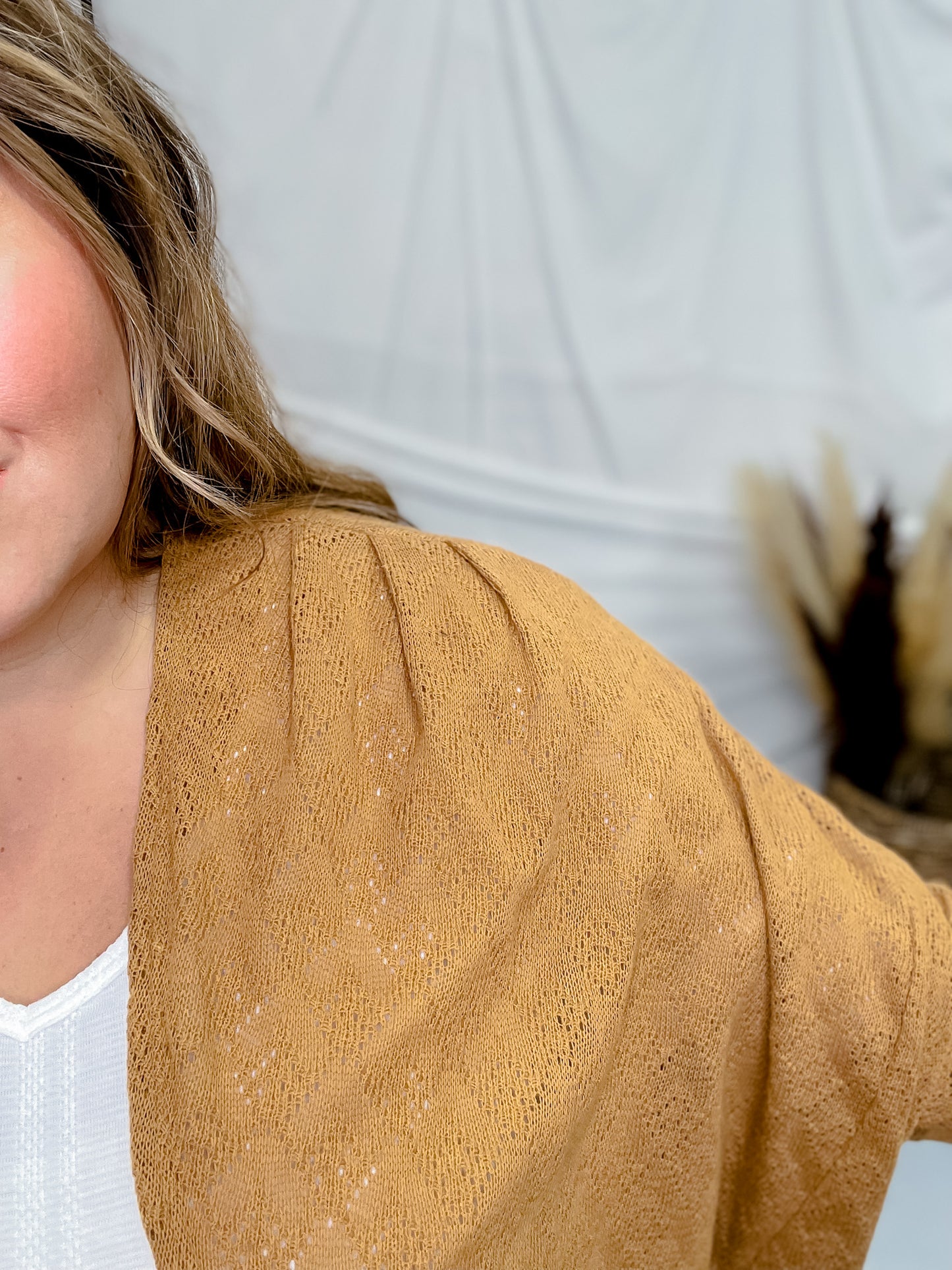 Tumeric Open Front Knit Cardigan