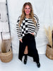 Black Front Slit Stretch Fabric Skirt