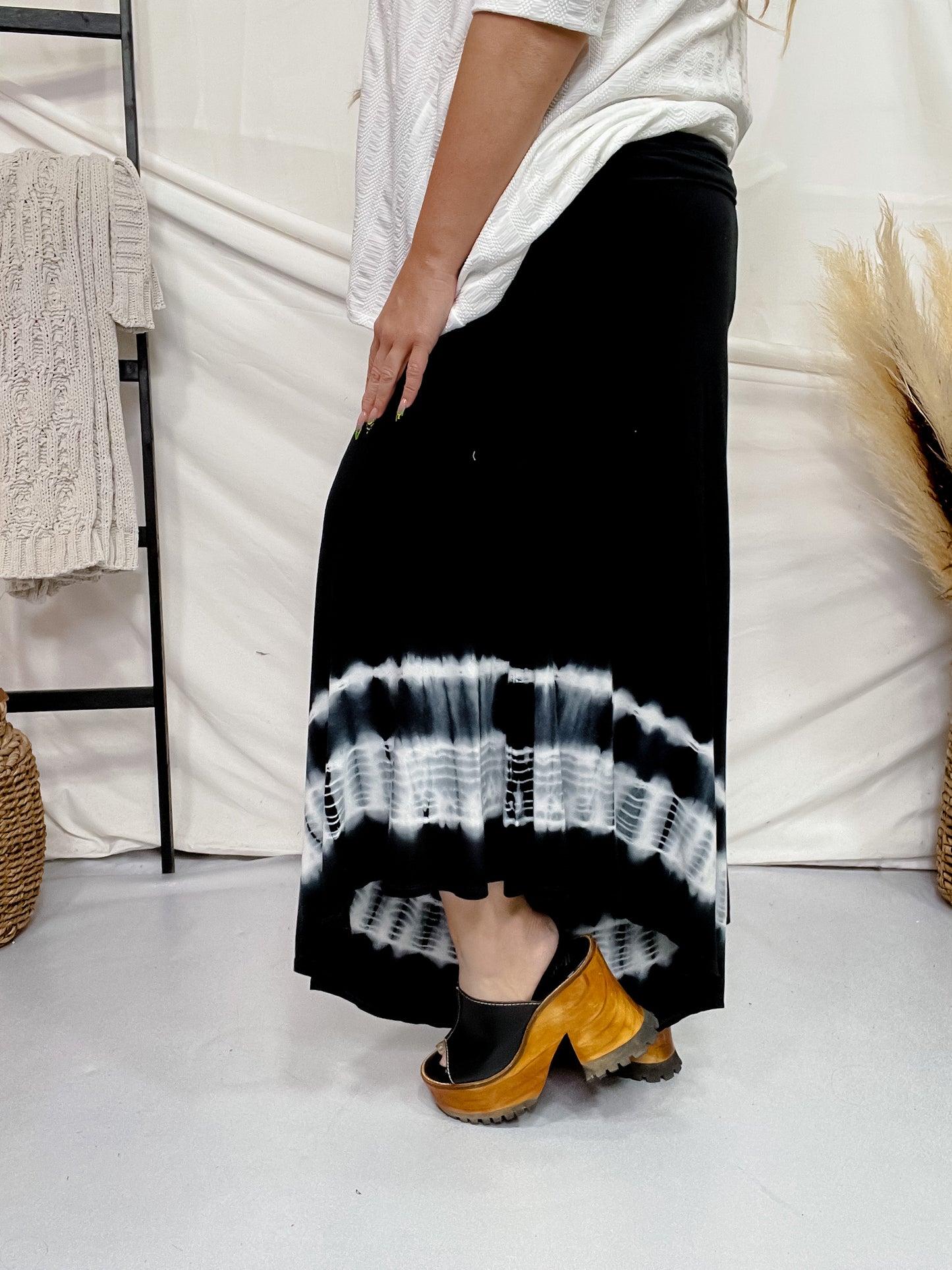 Black High Rise Tie Dye Palazzo Pants