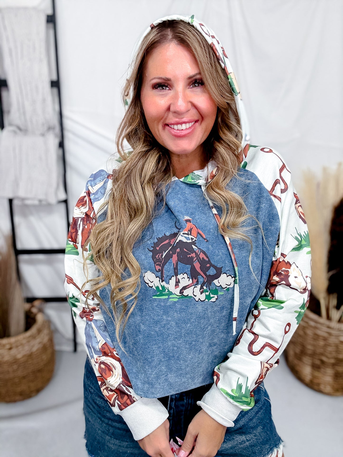 Vintage Ranch Denim Hoodie