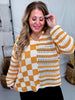 Orange Stripes & Checkered Crocheted Long Sleeve Top