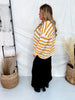 Orange Stripes & Checkered Crocheted Long Sleeve Top