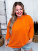 Bright Orange Reverse Stitch Front Pocket Top