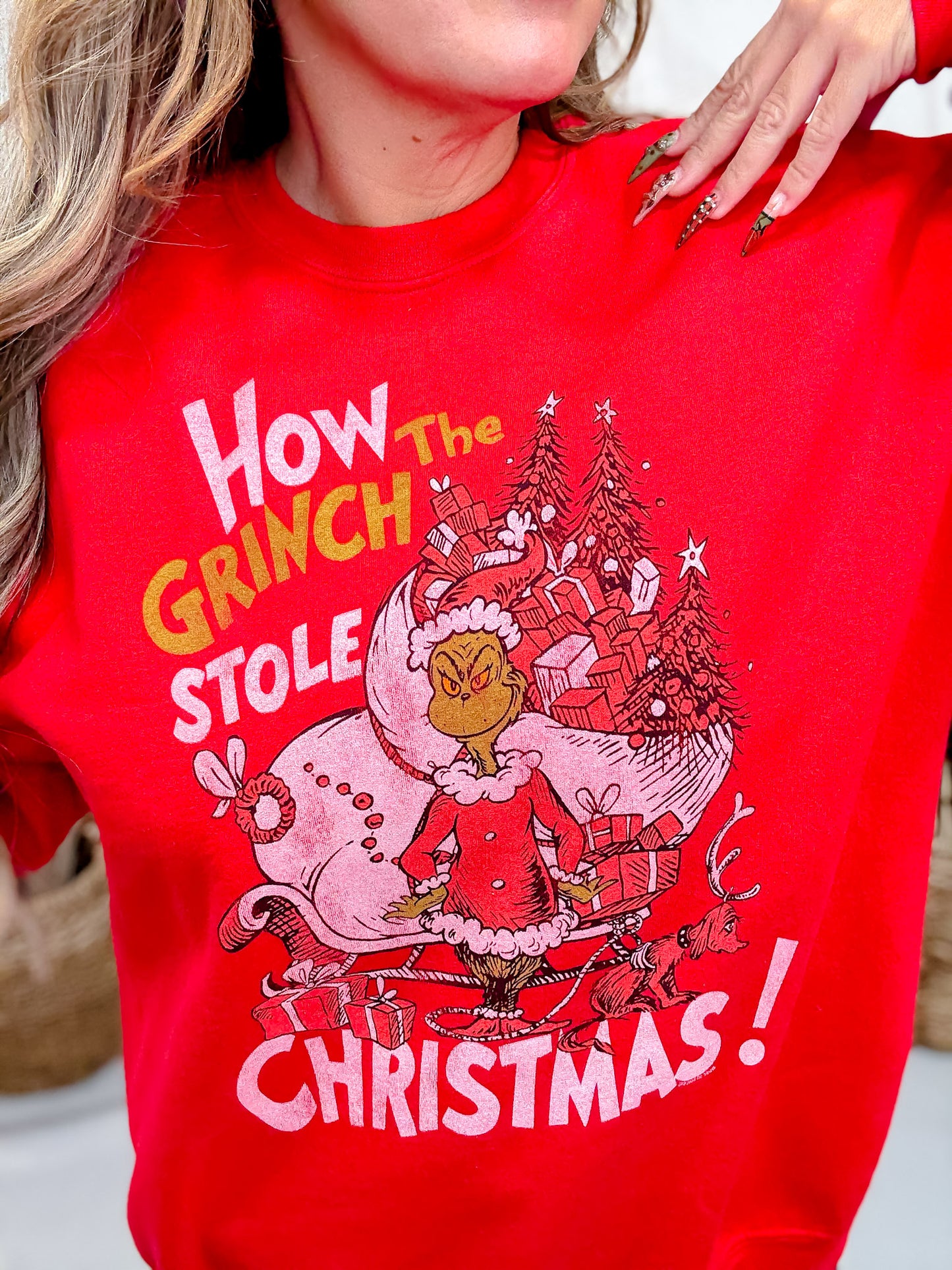 How The Grinch Stole Christmas Red Graphic Sweatshirt