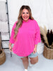 Hot Pink Reverse Stitch Front Pocket Top