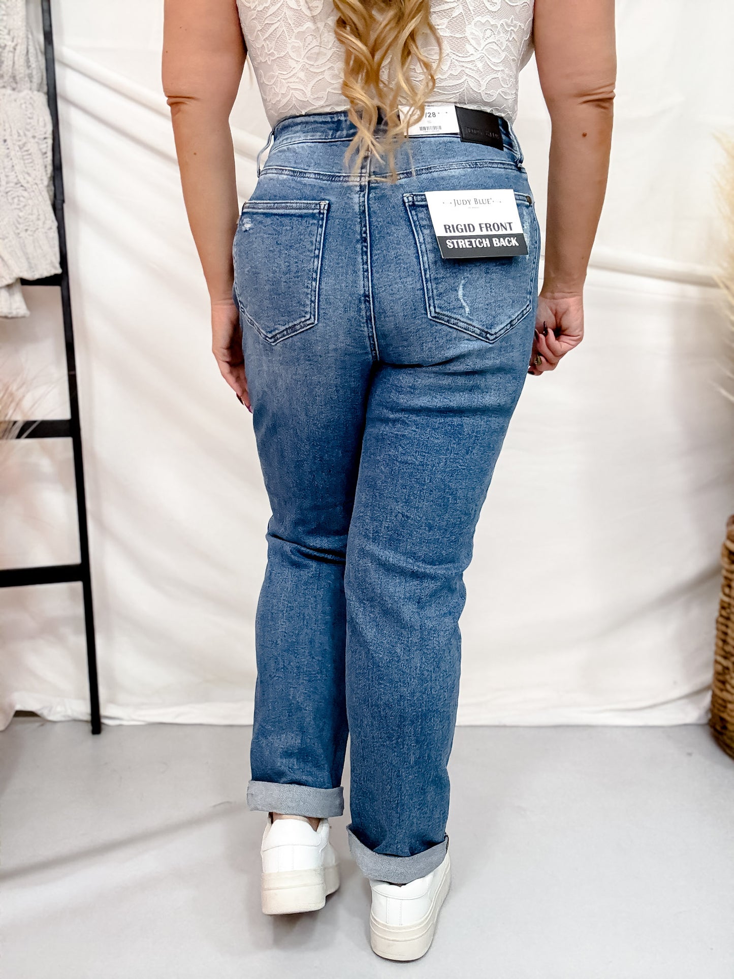 Judy Blue High Waist Rigid Magic Distressed Boyfriend Jeans