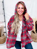 Red Plaid Button Down Flannel With Hood