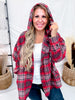 Red Plaid Button Down Flannel With Hood