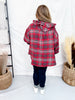 Red Plaid Button Down Flannel With Hood