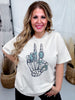 Peace & Turquoise Skeleton Hand Graphic T-Shirt