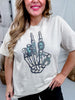 Peace & Turquoise Skeleton Hand Graphic T-Shirt
