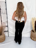Black Shadow Luxe Judy Blue Flare Jeans W/ Lace Hem Detail (Three Inseams)