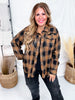 Black & Brown Long Sleeve Plaid Button Down Top