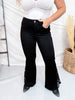 Black Shadow Luxe Judy Blue Flare Jeans W/ Lace Hem Detail (Three Inseams)