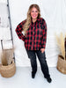 Red & Black Long Sleeve Plaid Button Down Top