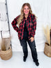 Red & Black Long Sleeve Plaid Button Down Top